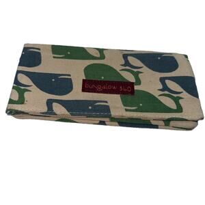 Bungalow 360 Women's Canvas Wristlet Navy Blue Green Whale Vegan Clutch Wallet